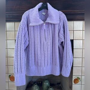 Aerie Cable Car Cozy Knit Quarter Zip Sweater